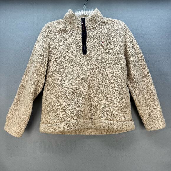 Tommy Hilfiger Jackets & Blazers - Tommy Hilfiger Sherpa Fleece Women's L Beige Quarter Zip Cozy Normcore Winter